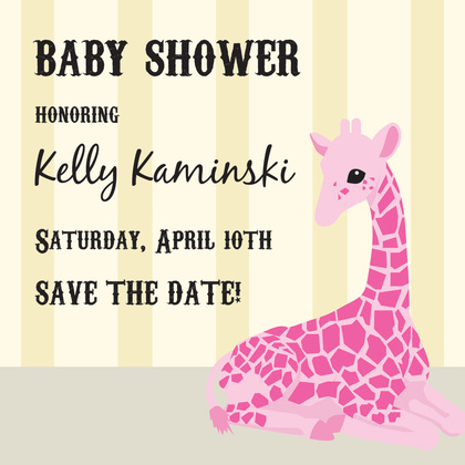 Pink Baby Shower Giraffe Invitation