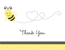 Adorable Bee Flying Heart Shape Thank You Cards