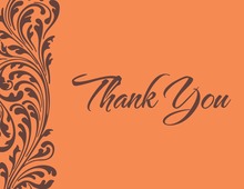 Orange Floral Charcoal Thank You Cards