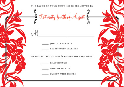 Red Side Bouquet Bridal Shower Invitations