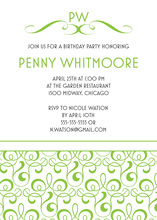 Timeless Green Filigree Stylish Party Invitations
