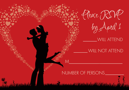 Silhouette Love Green RSVP Cards