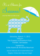 Elephant Blue Damask Invitation