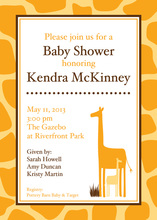 Beige Yellow Damask Frame Giraffe Invitations