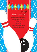Blue Birthday Bowling Party Invitations