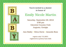 Yellow Green Baby Blocks Invitations