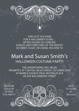 Scary Grey Skull Halloween Invitations