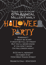 Scary Grey Skull Halloween Invitations