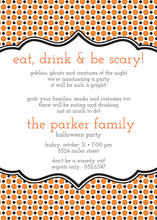 Whimsical Orange Polka Dots Halloween Invitation