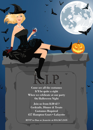 RIP Redhead Halloween Witch Invitation