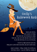 Blonde Halloween Witch Flight Invitation
