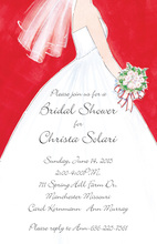 White Wedding Dress Pink Invitations