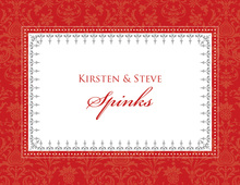 Dark Red Gold Deco Tile Borders Thank You Cards