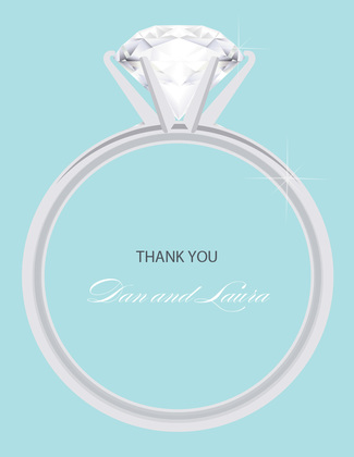 Solitaire Engagement Olive Thank You Cards
