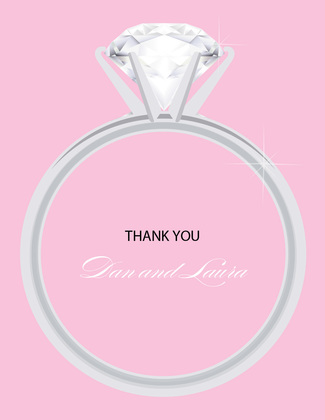 Solitaire Engagement Olive Thank You Cards