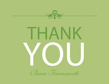 Oak Leaves Formal Green Thank You Cards