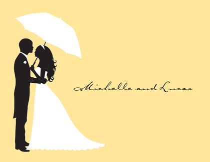 Couple Shower Silhouette Yellow RSVP Cards