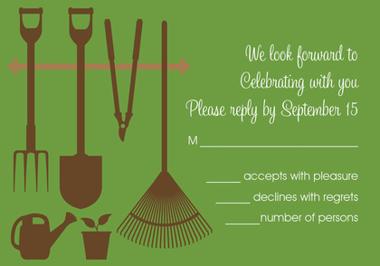 Garden Tools Chocolate-Olive Thank You Cards