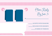Linen Shower Pink-Navy RSVP Cards