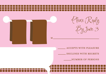 Linen Shower Pink-Navy RSVP Cards