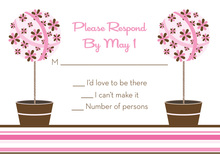 Floral Topiaries Chocolate-Pink RSVP Cards
