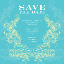 Traditional Swirl Turquoise-Lime Invitation