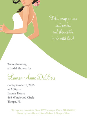 Blonde Bride Green Invitations