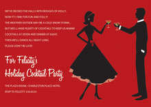 Cheer Silhouette Couple Red Invitations