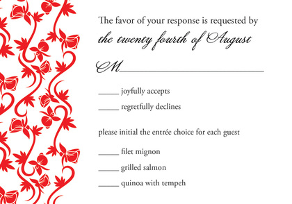 Monogram Formal Holiday Red Vines Invitations