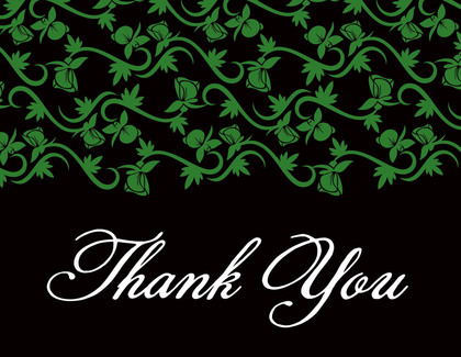Teal Vines In Rich Chocolate Thank You Cards