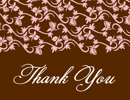 Teal Vines In Rich Chocolate Thank You Cards
