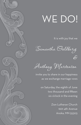 Simple Baroque Classic White-Grey Wedding Invites