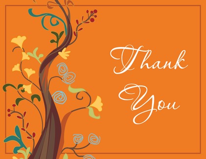 Teal Classic Tree Thank You Cards