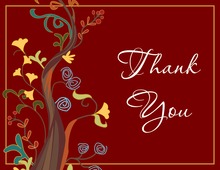 Whimsical Modern Swirls Red Thank You Cards