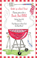 Plaid Border Back Yard BBQ Invitations