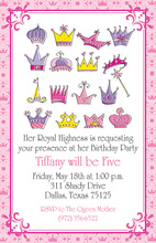 Gold Glitter Princess Crown Photo Birthday Invitations