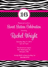 Banded Sexy Hot Pink Zebra Invitations