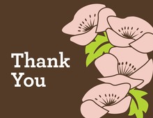 Modern Pink Flowers Thank You Cards