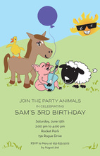 Cute Joy Animals Party Invitations