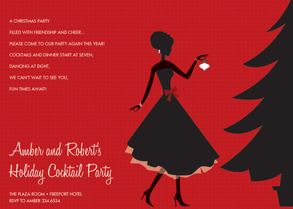 Lady In Red Christmas Invitations