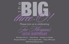 BIG Three-O Lavender Birthday Invitations