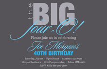 BIG Four-O Elegant Blue Birthday Invitations