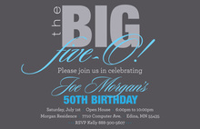 BIG Five-O Excellent Blue Birthday Invitations