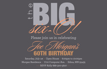 BIG Six-O Modern Orange Birthday Invitations