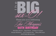BIG Six-O Stylish Pink Birthday Invitations