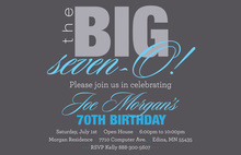 BIG Seven-O Blue Birthday Invitations