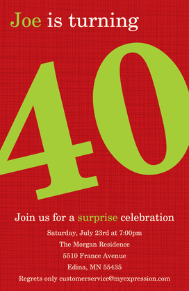 Turning 40 Formal Blue Birthday Invitations