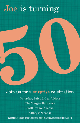 Turning 50 Modern Purple Birthday Invitations