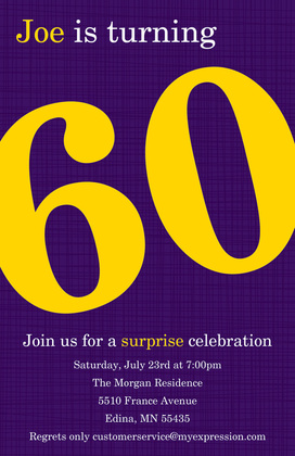 Turning 60 Modern Magenta Birthday Invitations