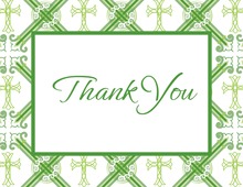 Green Crosshatch Plaid Thank You Cards